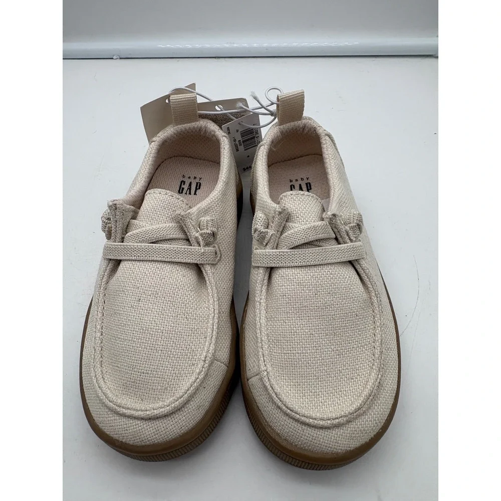 NWT Baby Gap Toddler Boy Moc Sneakers Shoes Tan Canvas Slip On Size 6